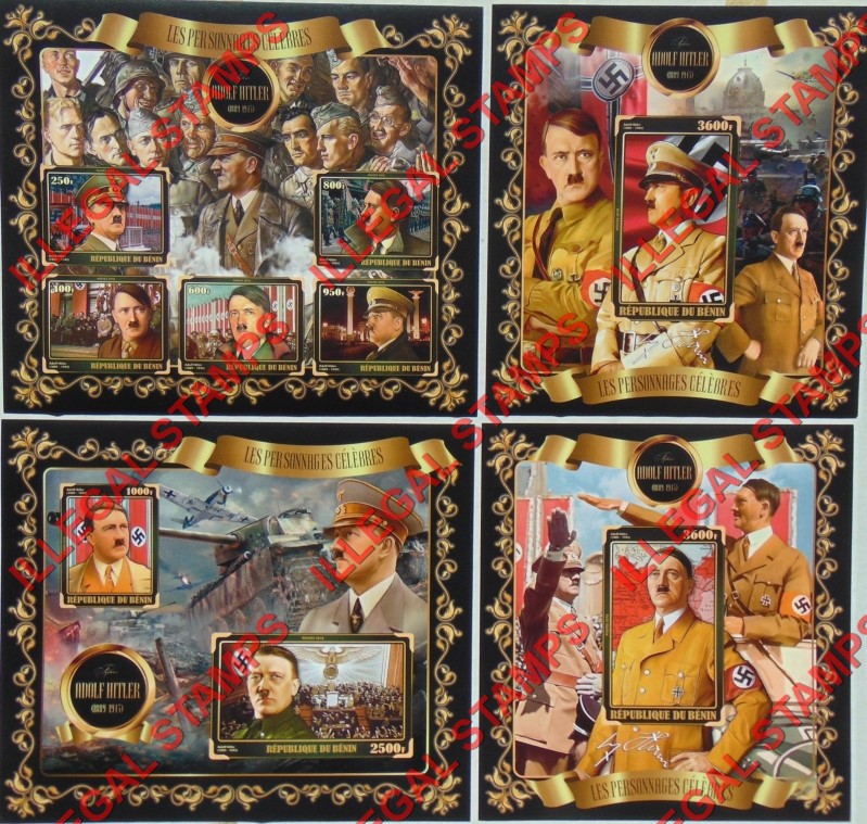 Benin 2018 Celebrities Adolph Hitler Illegal Stamp Souvenir Sheets of 5, 2, and 1