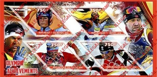 Benin 2018 Olympic Achievements Illegal Stamp Souvenir Sheet of 4
