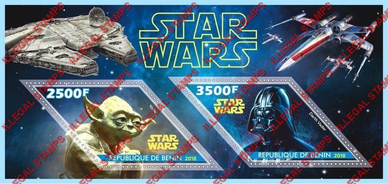 Benin 2018 Star Wars Illegal Stamp Souvenir Sheet of 2