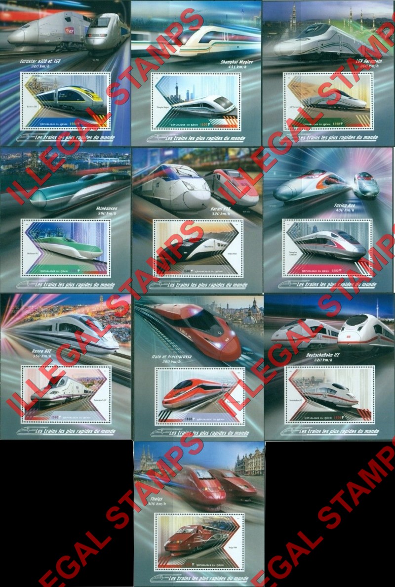 Benin 2018 Trains High Speed Illegal Stamp Souvenir Sheets of 1