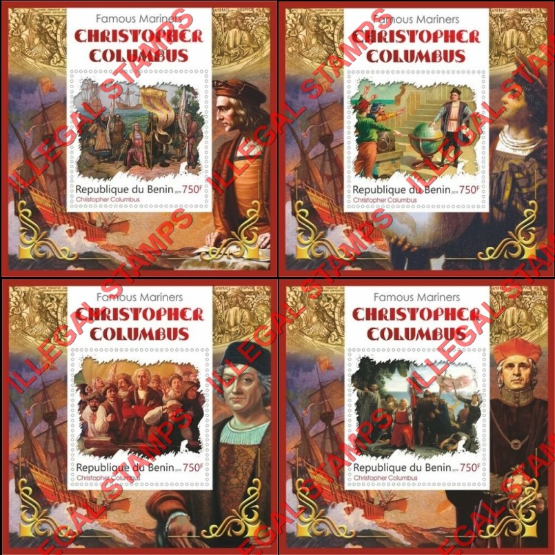 Benin 2019 Christopher Columbus Illegal Stamp Souvenir Sheets of 1 (Part 1)