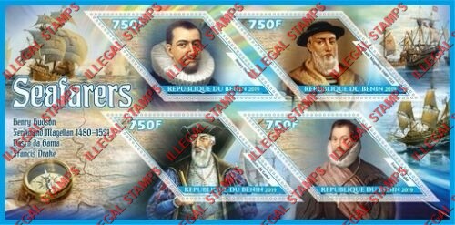 Benin 2019 Seafarers Illegal Stamp Souvenir Sheet of 4