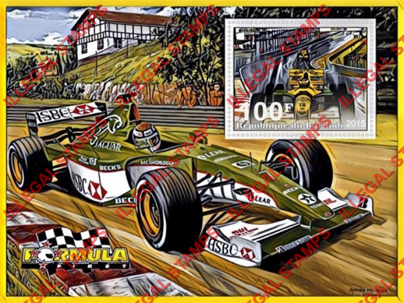 Burundi 2015 Formula I Cars Counterfeit Illegal Stamp Souvenir Sheet of 1