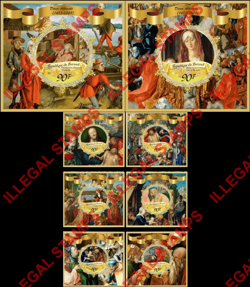 Burundi 2016 Paintings by Albrecht Durer Counterfeit Illegal Stamp Souvenir Sheets of 1 (Part 1)