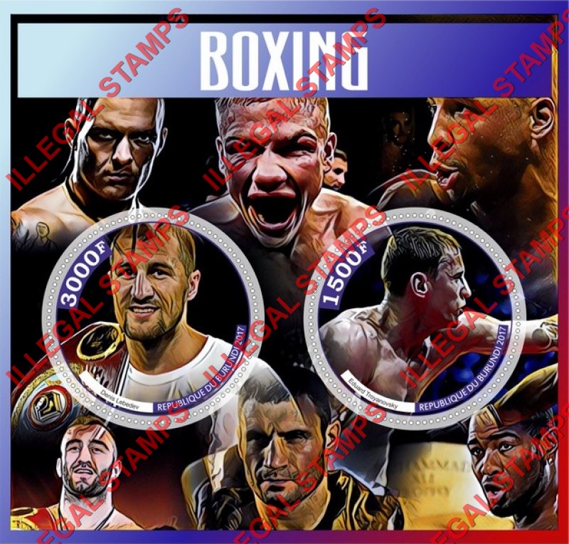 Burundi 2017 Boxing Boxers of Russia Counterfeit Illegal Stamp Souvenir Sheet of 2