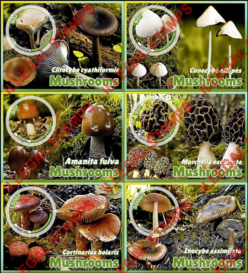 Burundi 2017 Mushrooms Counterfeit Illegal Stamp Souvenir Sheets of 1