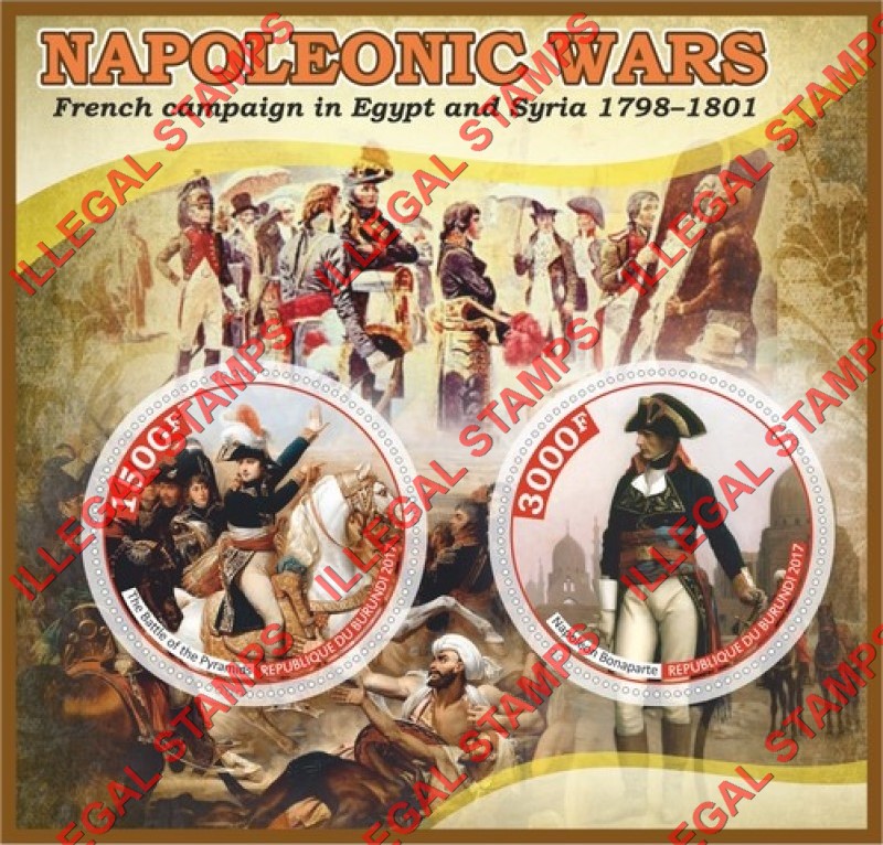 Burundi 2017 Napoleonic Wars Counterfeit Illegal Stamp Souvenir Sheet of 2