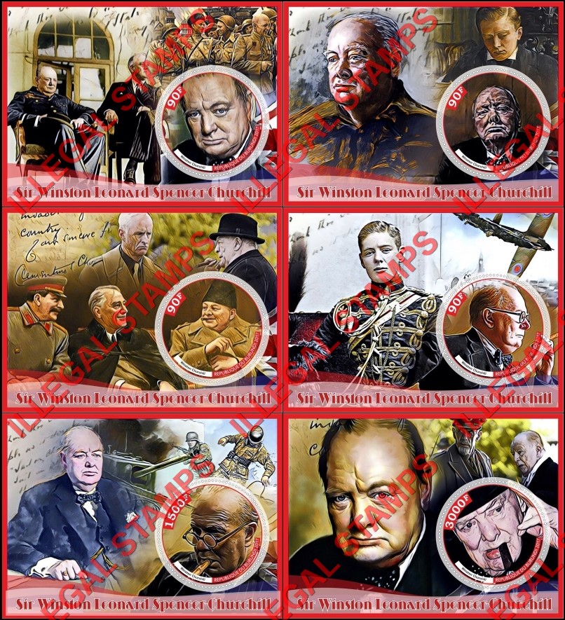 Burundi 2017 Winston Churchill Counterfeit Illegal Stamp Souvenir Sheets of 1