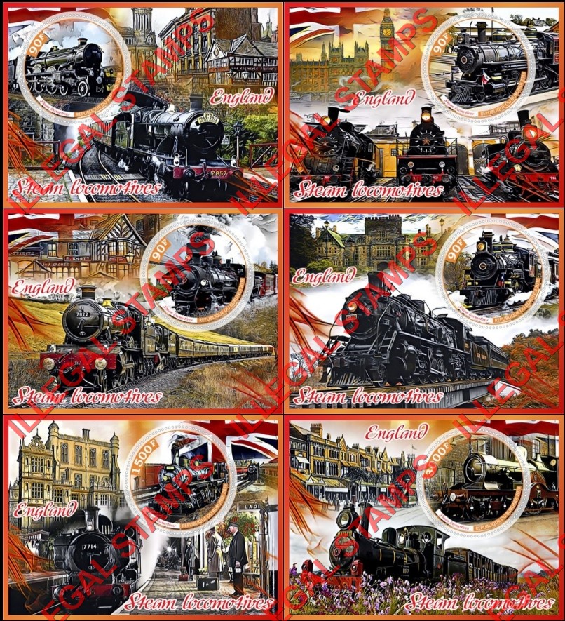 Burundi 2018 Steam Locomotives Counterfeit Illegal Stamp Souvenir Sheets of 1