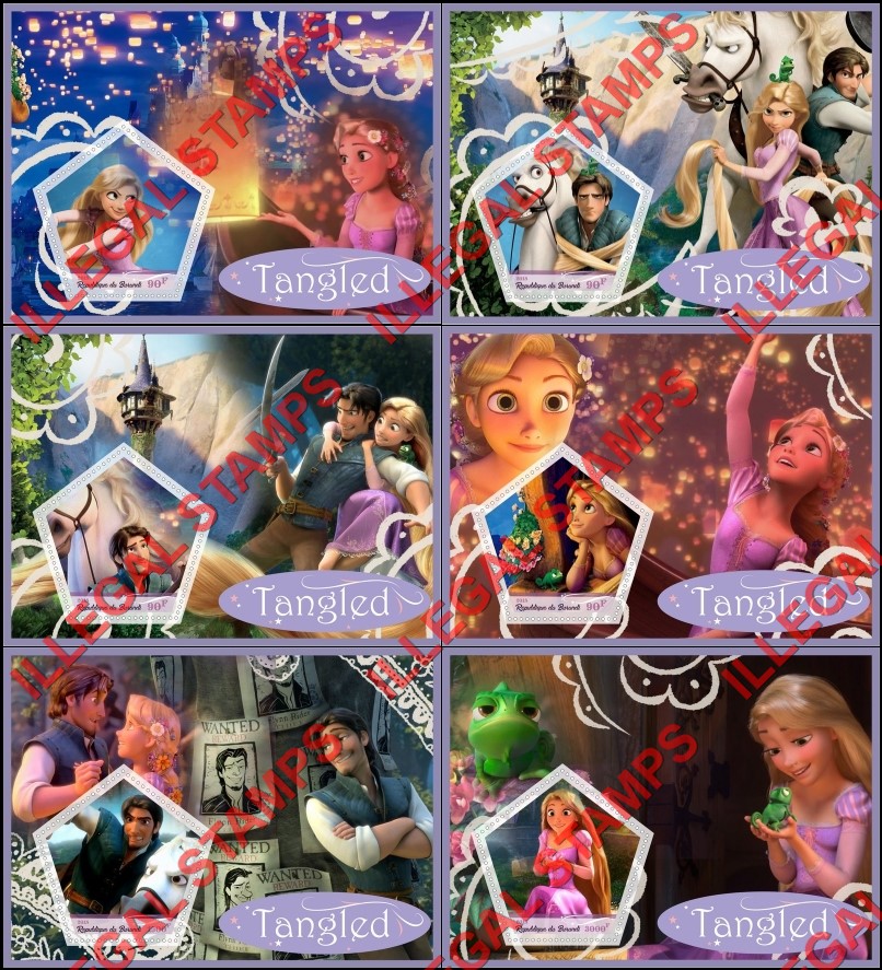 Burundi 2018 Tangled Disney Cartoon Movie Counterfeit Illegal Stamp Souvenir Sheets of 1