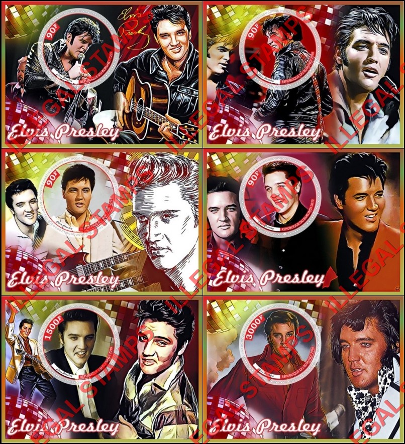 Burundi 2019 Elvis Presley Counterfeit Illegal Stamp Souvenir Sheets of 1