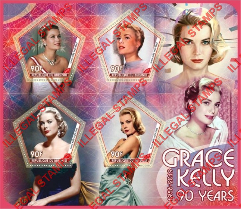 Burundi 2019 Grace Kelly Counterfeit Illegal Stamp Souvenir Sheet of 4