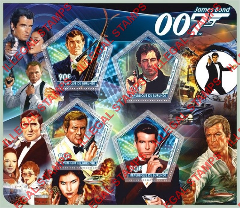 Burundi 2019 James Bond 007 Counterfeit Illegal Stamp Souvenir Sheet of 4