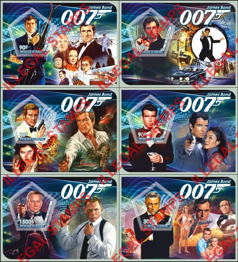 Burundi 2019 James Bond 007 Counterfeit Illegal Stamp Souvenir Sheets of 1