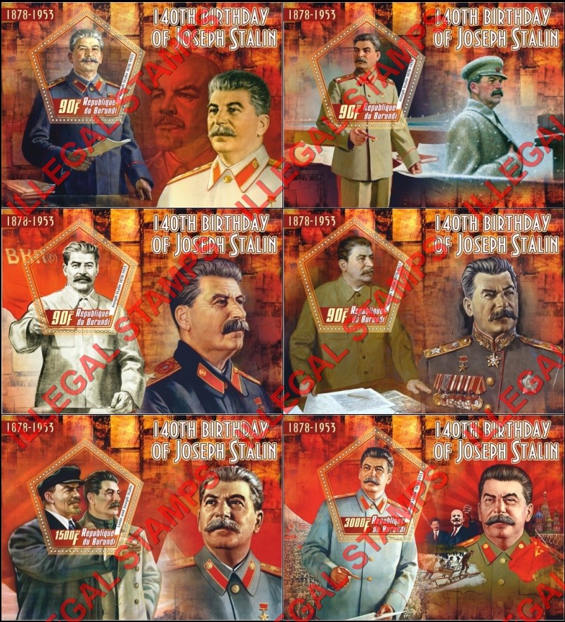 Burundi 2019 Joseph Stalin (different a) Counterfeit Illegal Stamp Souvenir Sheets of 1