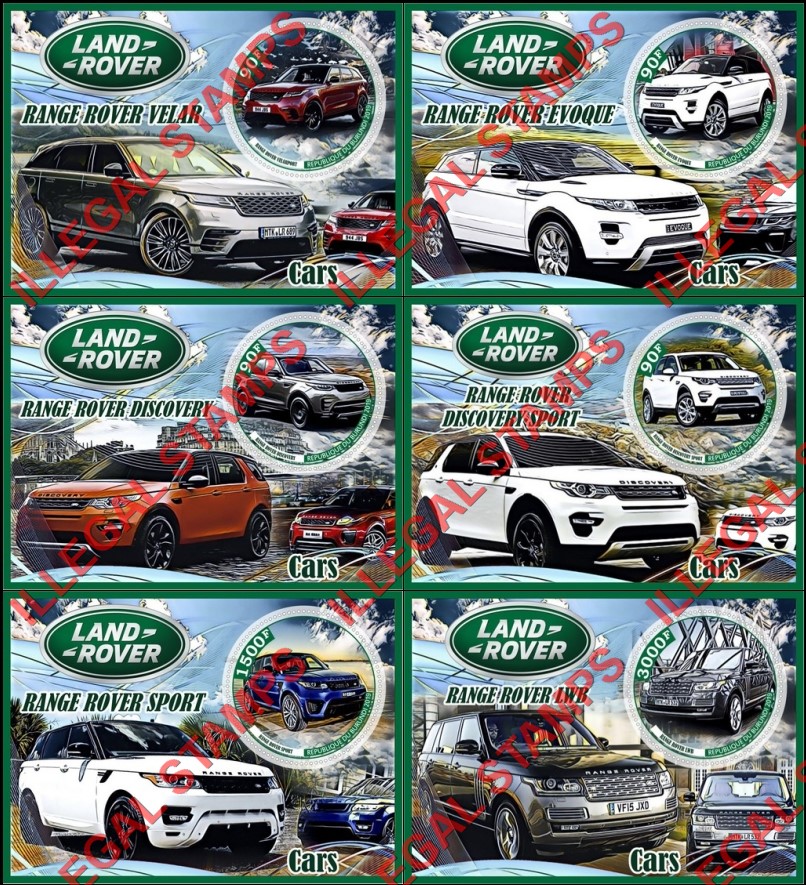 Burundi 2019 Land Rover Range Rover Cars Counterfeit Illegal Stamp Souvenir Sheets of 1