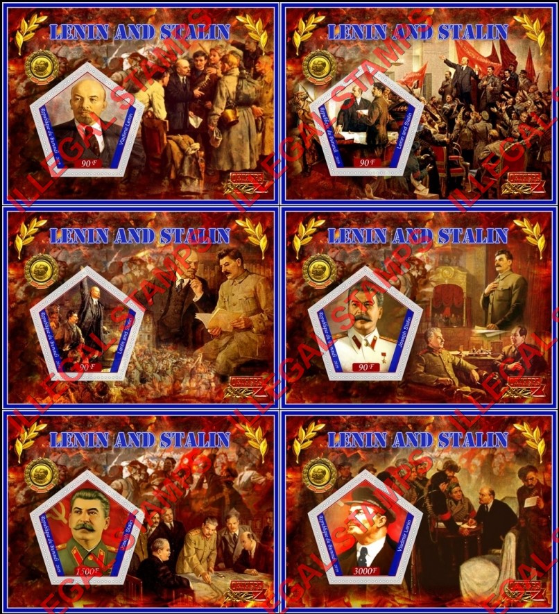 Burundi 2019 Lenin and Stalin Counterfeit Illegal Stamp Souvenir Sheets of 1