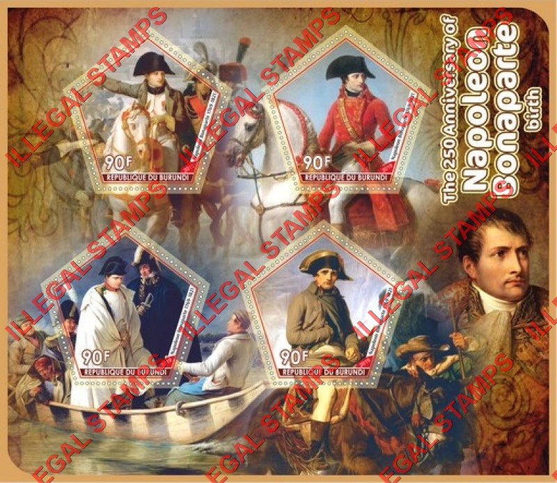 Burundi 2019 Napoleon Bonaparte Counterfeit Illegal Stamp Souvenir Sheet of 4