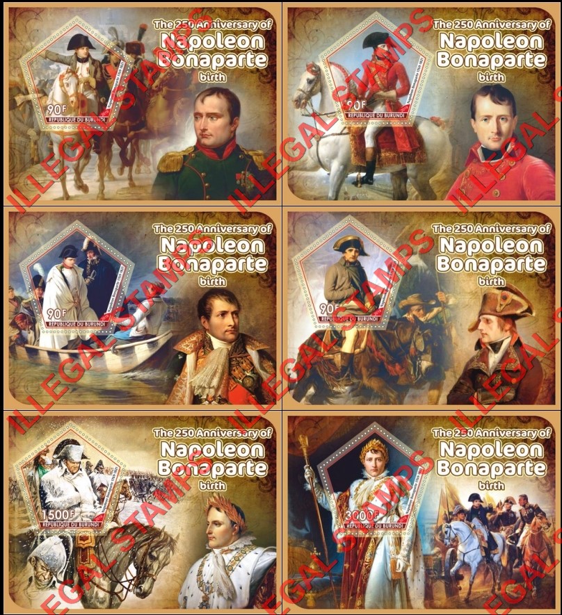 Burundi 2019 Napoleon Bonaparte Counterfeit Illegal Stamp Souvenir Sheets of 1