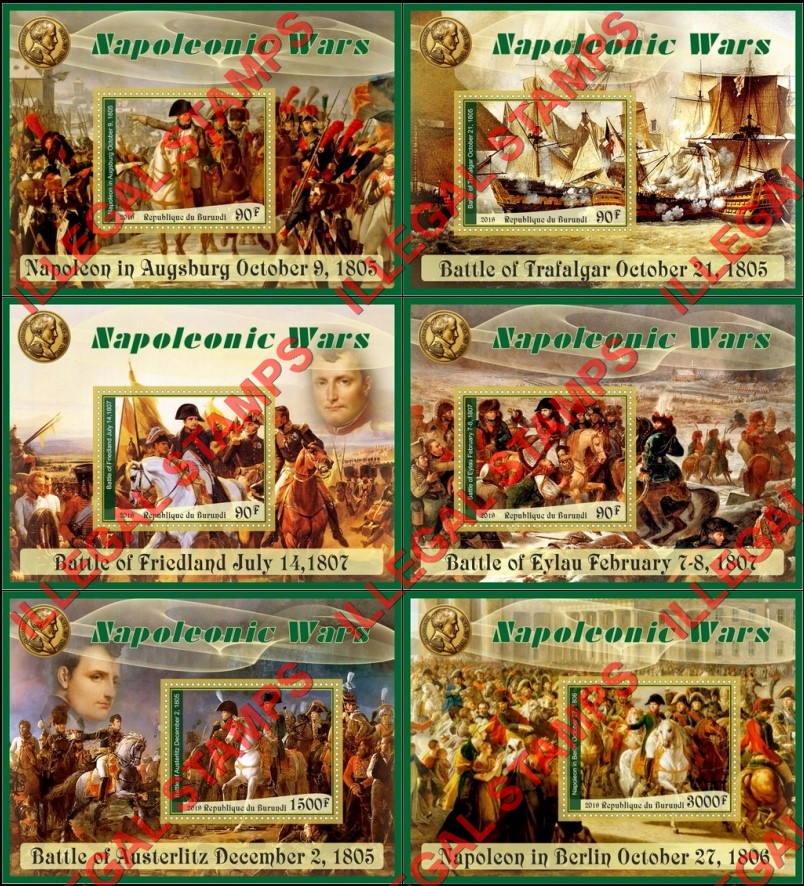 Burundi 2019 Napoleonic Wars Counterfeit Illegal Stamp Souvenir Sheets of 1