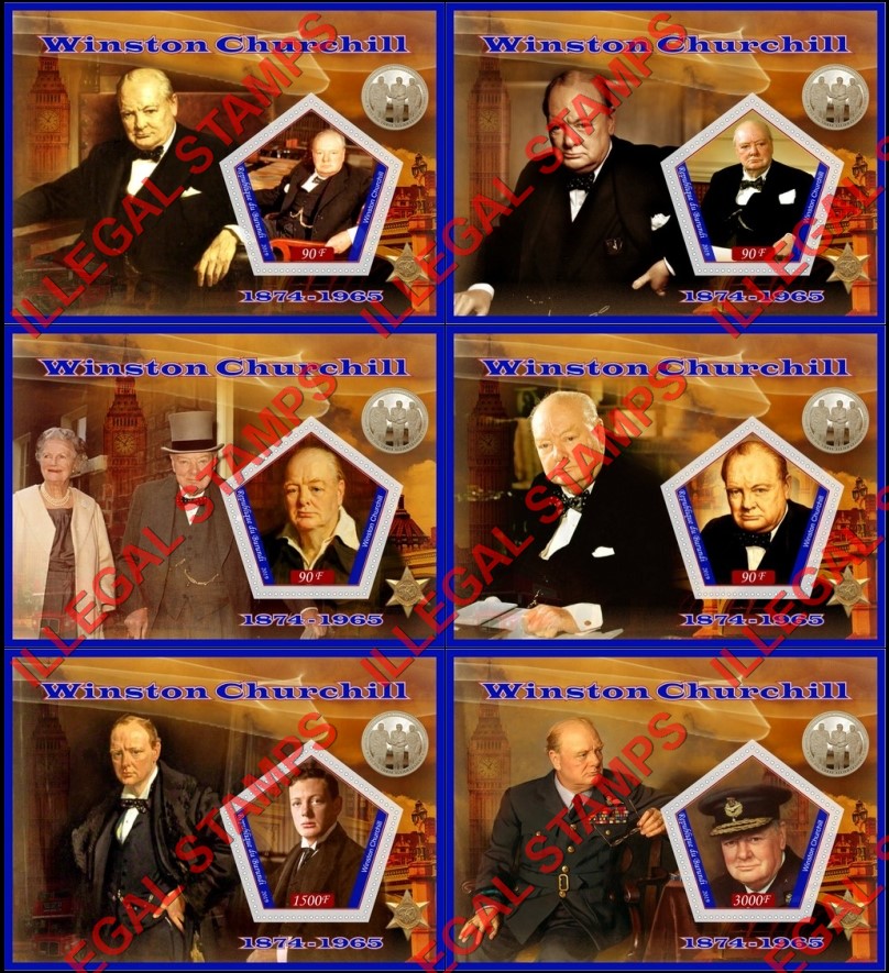 Burundi 2019 Winston Churchill Counterfeit Illegal Stamp Souvenir Sheets of 1