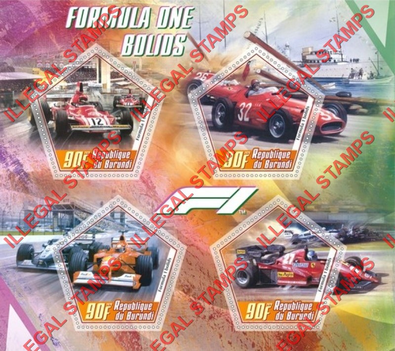 Burundi 2020 Formula I Bolids Counterfeit Illegal Stamp Souvenir Sheet of 4