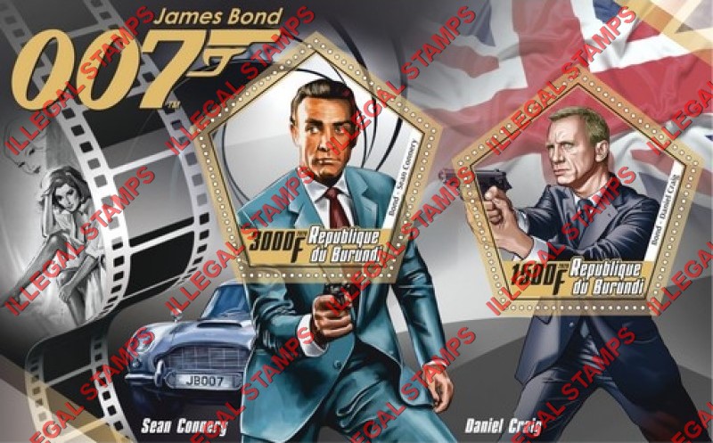 Burundi 2020 James Bond 007 Counterfeit Illegal Stamp Souvenir Sheet of 2