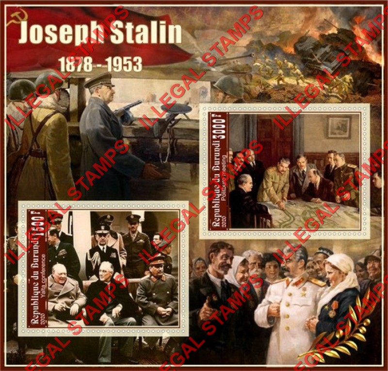 Burundi 2020 Joseph Stalin (different) Counterfeit Illegal Stamp Souvenir Sheet of 2