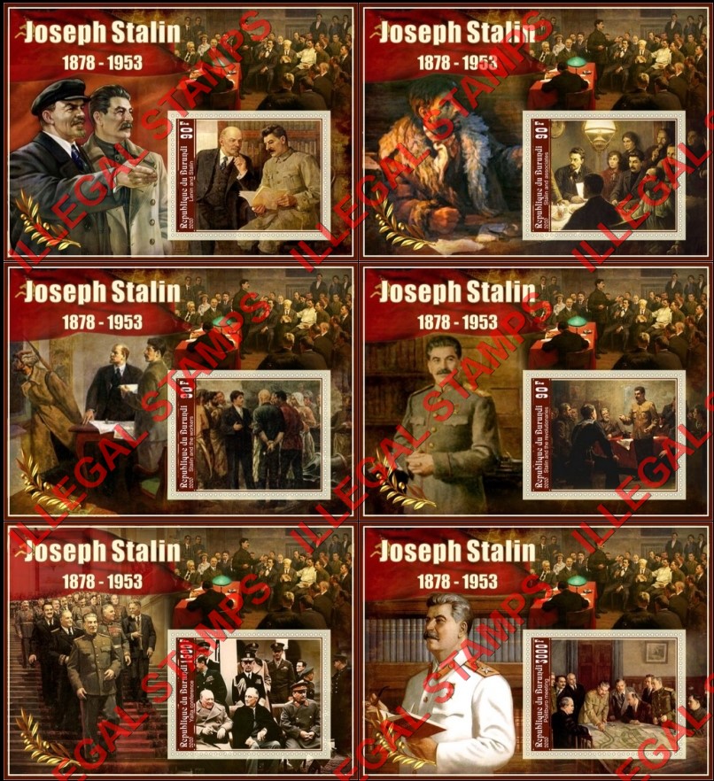 Burundi 2020 Joseph Stalin (different) Counterfeit Illegal Stamp Souvenir Sheets of 1