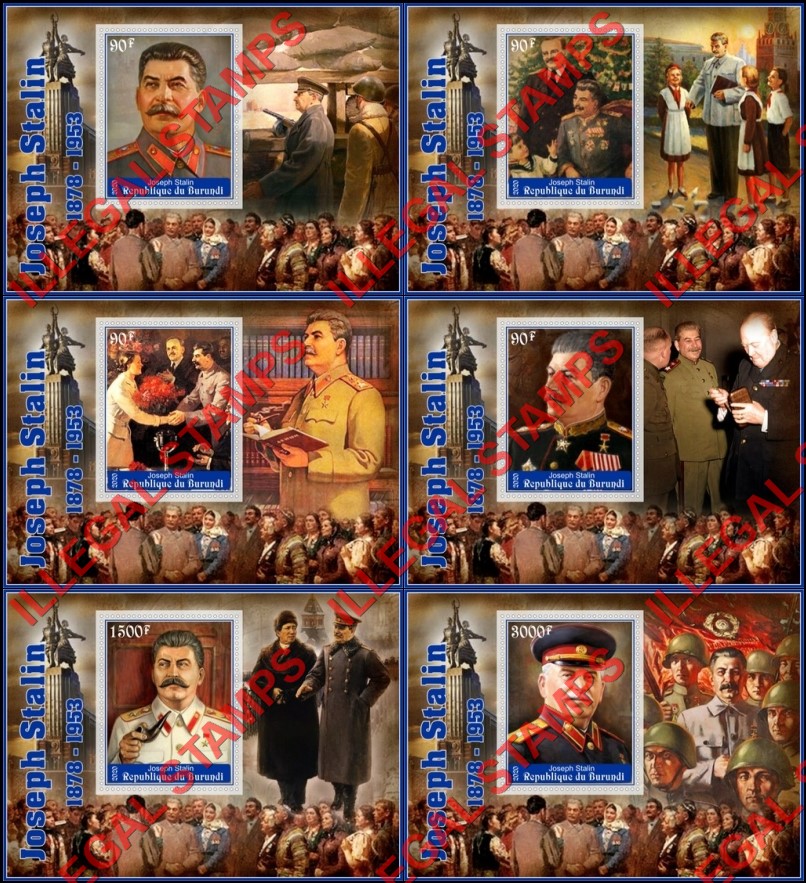 Burundi 2020 Joseph Stalin Counterfeit Illegal Stamp Souvenir Sheets of 1