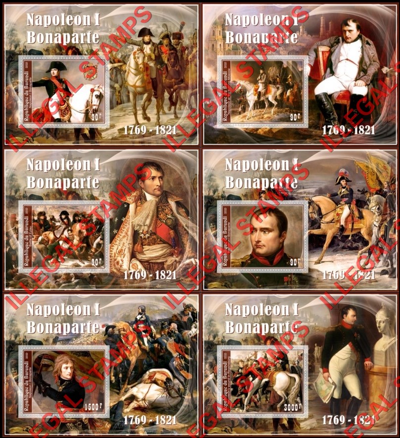 Burundi 2020 Napoleon Bonaparte (different) Counterfeit Illegal Stamp Souvenir Sheets of 1