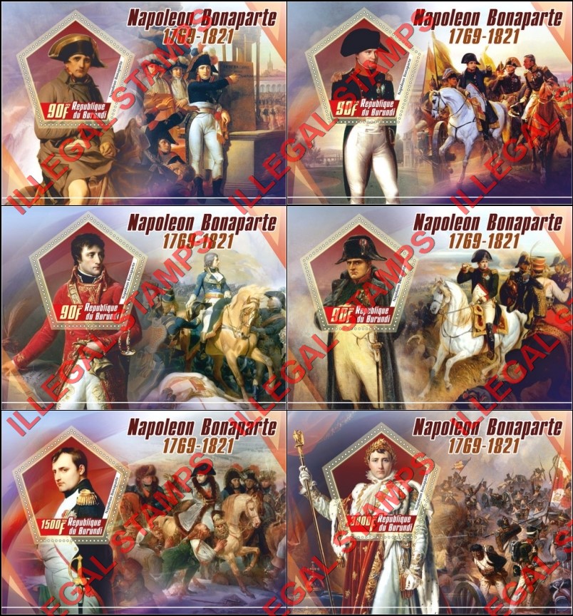 Burundi 2020 Napoleon Bonaparte Counterfeit Illegal Stamp Souvenir Sheets of 1