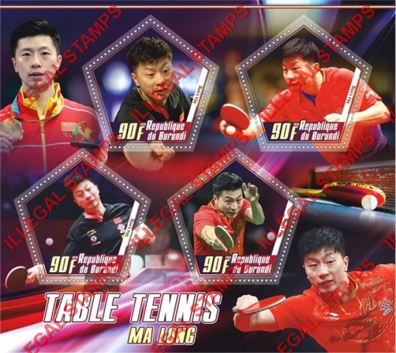 Burundi 2020 Table Tennis Ma Long Counterfeit Illegal Stamp Souvenir Sheet of 4