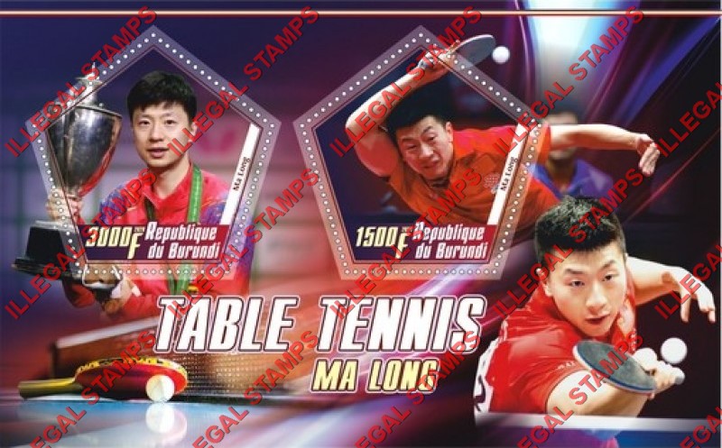 Burundi 2020 Table Tennis Ma Long Counterfeit Illegal Stamp Souvenir Sheet of 2