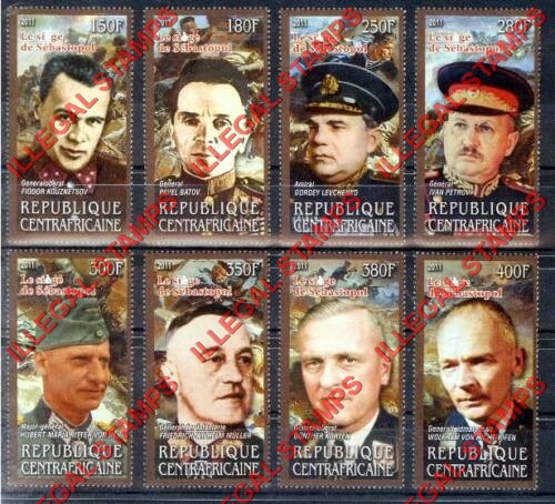 Central African Republic 2011 Battle of Sevastopol Illegal Stamp Set of 8