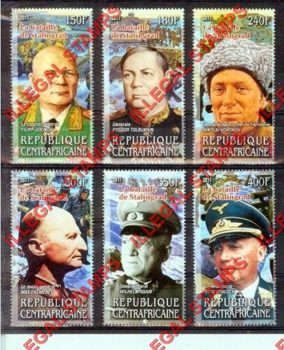 Central African Republic 2011 Battle of Stalingrad Illegal Stamp Set of 6