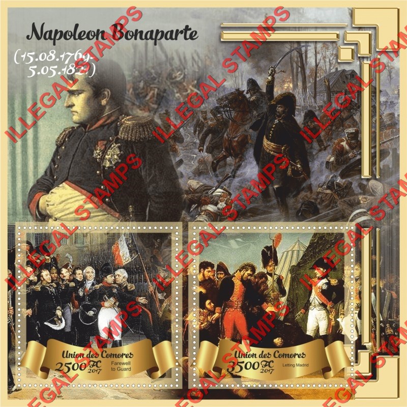 Comoro Islands 2017 Napoleon Bonaparte Counterfeit Illegal Stamp Souvenir Sheet of 2