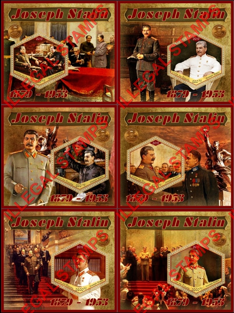 Comoro Islands 2019 Joseph Stalin (different) Counterfeit Illegal Stamp Souvenir Sheets of 1