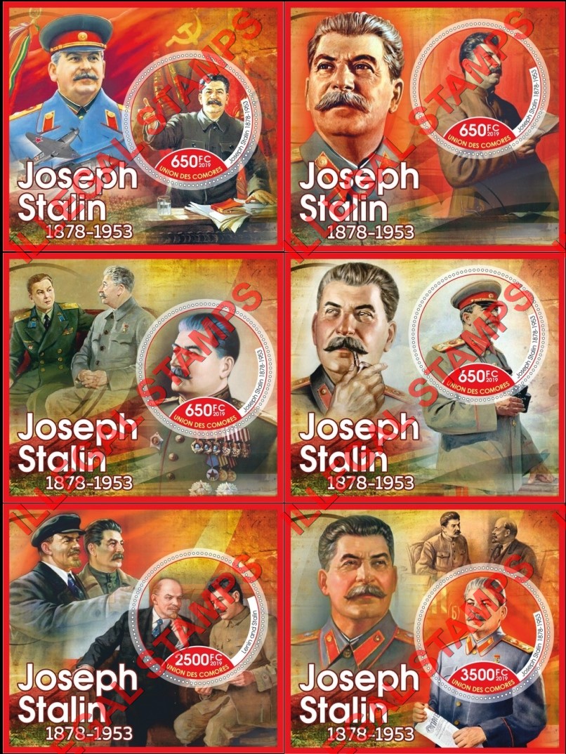 Comoro Islands 2019 Joseph Stalin Counterfeit Illegal Stamp Souvenir Sheets of 1