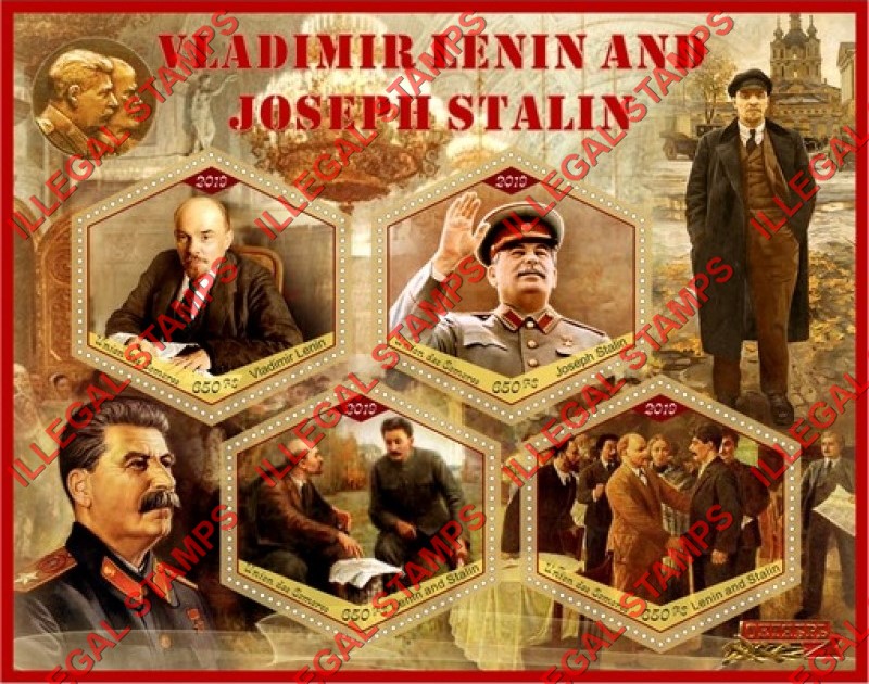 Comoro Islands 2019 Lenin and Stalin Counterfeit Illegal Stamp Souvenir Sheet of 4