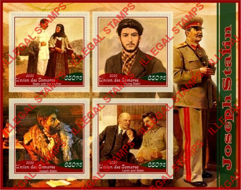 Comoro Islands 2020 Joseph Stalin Counterfeit Illegal Stamp Souvenir Sheet of 4