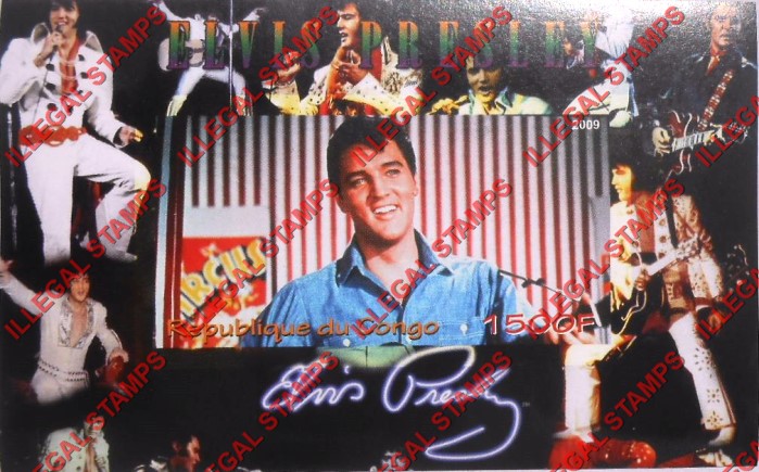 Congo Republic 2009 Elvis Presley Illegal Stamp Souvenir Sheet of 1