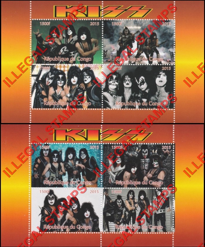 Congo Republic 2015 Kiss Illegal Stamp Souvenir Sheets of 4