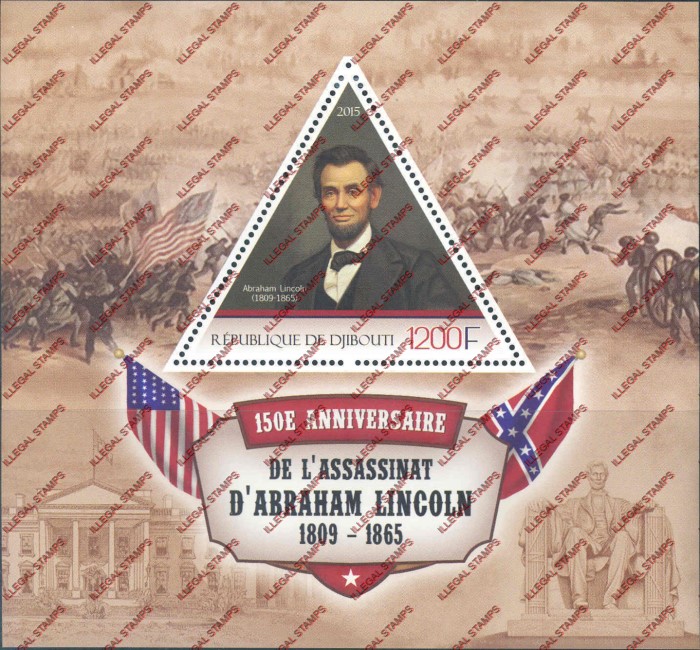 Djibouti 2015 Abraham Lincoln Illegal Stamp Souvenir Sheet of 1