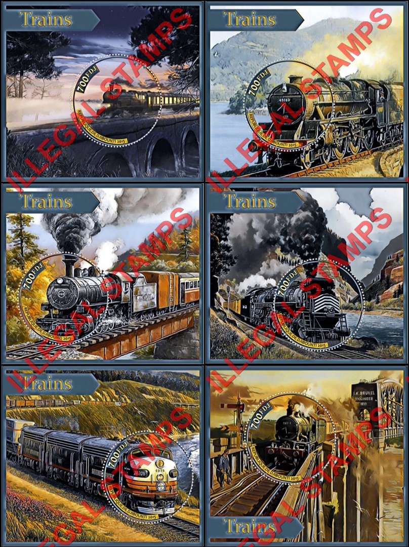 Djibouti 2015 Trains Illegal Stamp Souvenir Sheets of 1