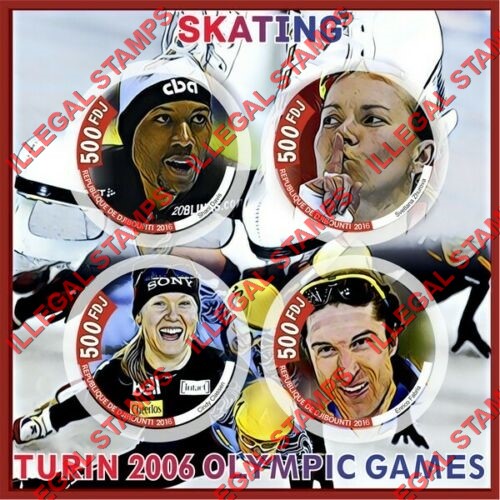 Djibouti 2016 Olympic Games Turin 2006 Skating Illegal Stamp Souvenir Sheet of 4