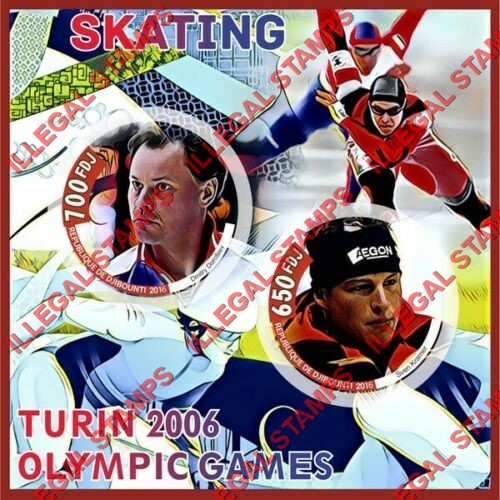 Djibouti 2016 Olympic Games Turin 2006 Skating Illegal Stamp Souvenir Sheet of 2