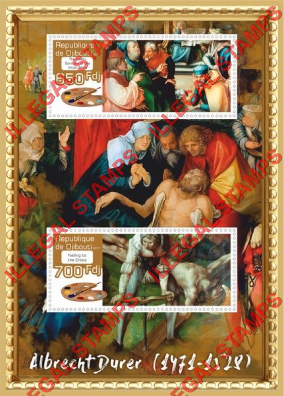 Djibouti 2017 Art Albrecht Durer Illegal Stamp Souvenir Sheet of 2