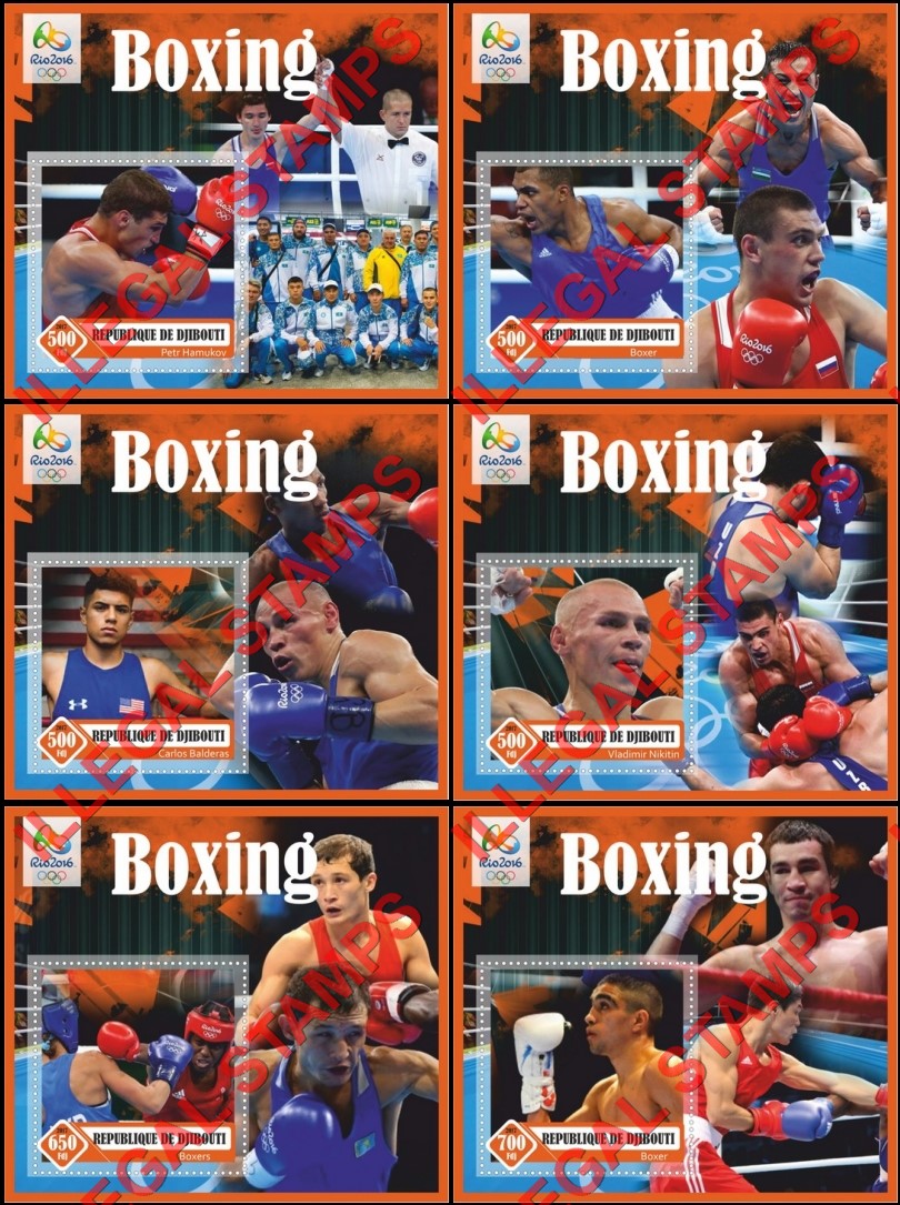 Djibouti 2017 Boxing Illegal Stamp Souvenir Sheets of 1