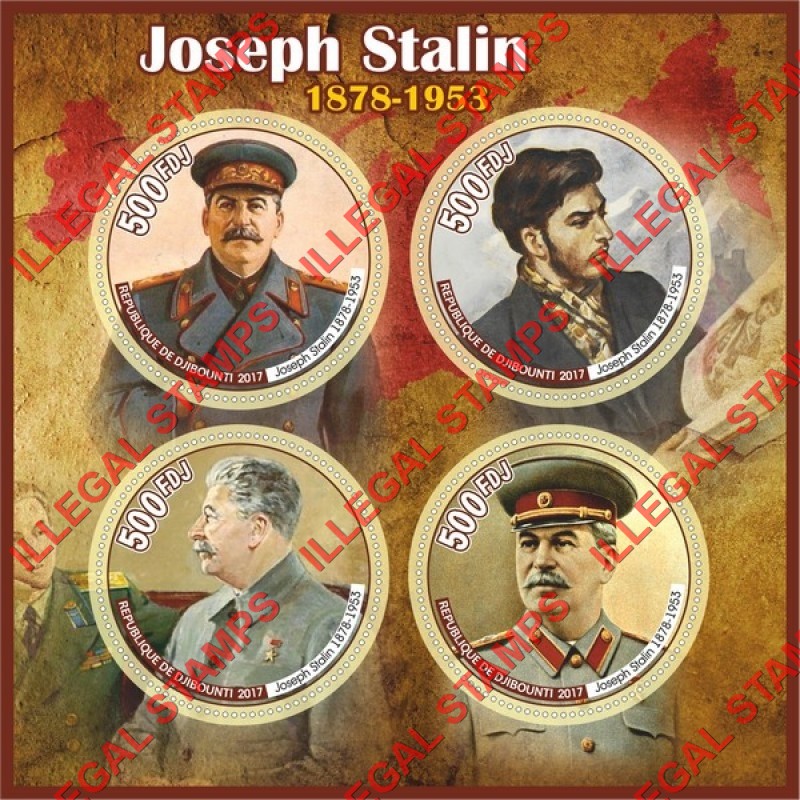 Djibouti 2017 Joseph Stalin Illegal Stamp Souvenir Sheet of 4